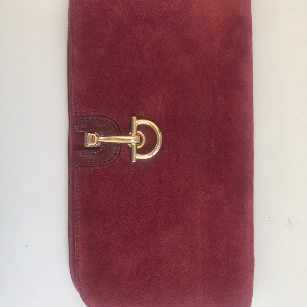 Talbots burgandy suede clutch